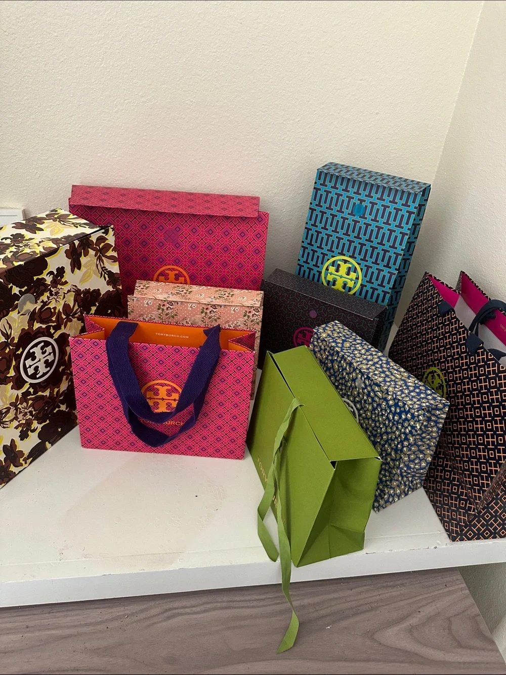 Tory Burch Colorful Logo Gift Bag and Box Collection